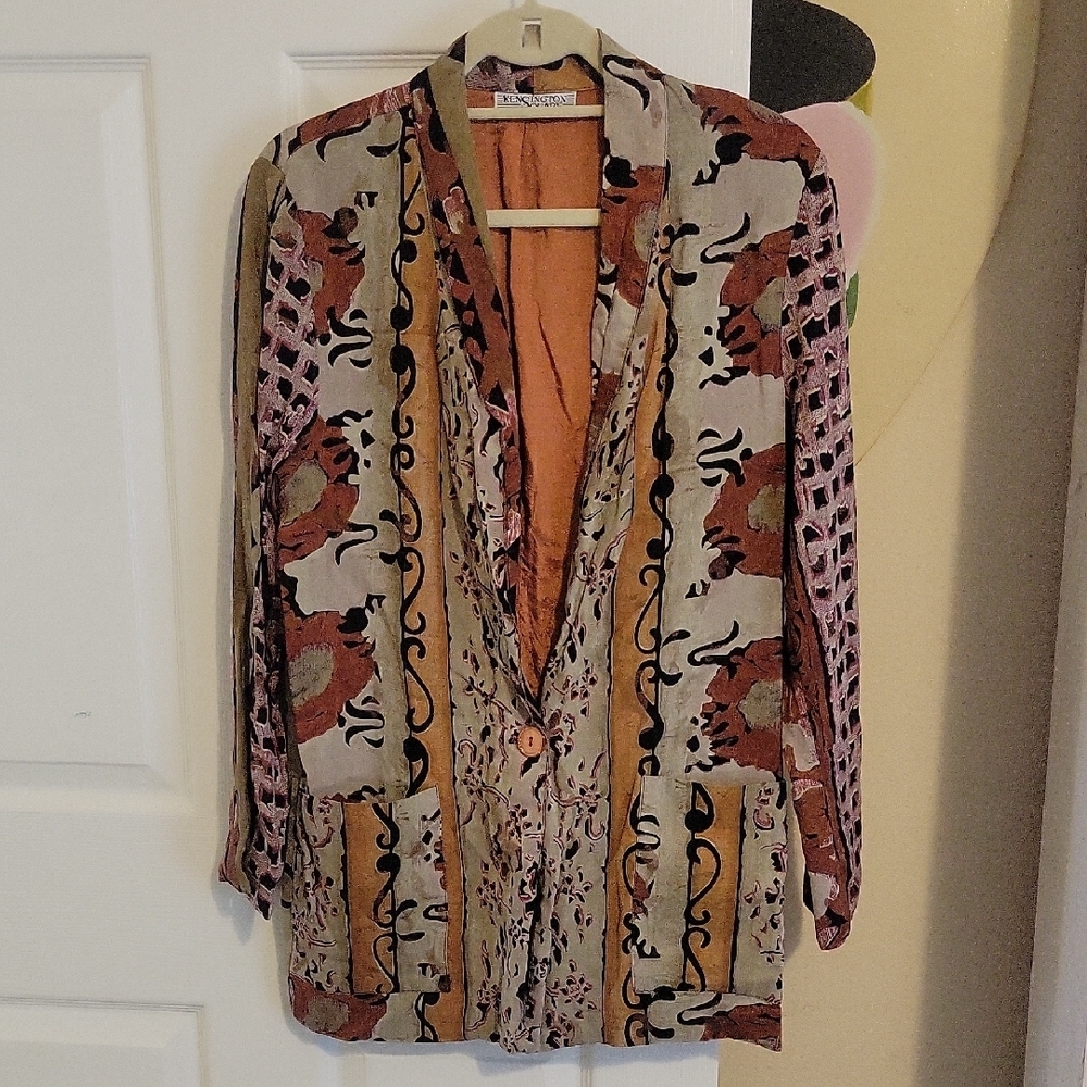 Kensington Square USA Vintage 80s Y2K Colorful Abstract Pattern Blazer